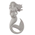 Hand carved and polished natural marble stone mermaid figurines sculptures